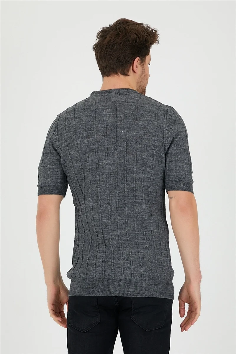 Cool Tarz Cool Style Smoke Men's Round Neck Knitted T-SHIRT-TRZ2252001R03S