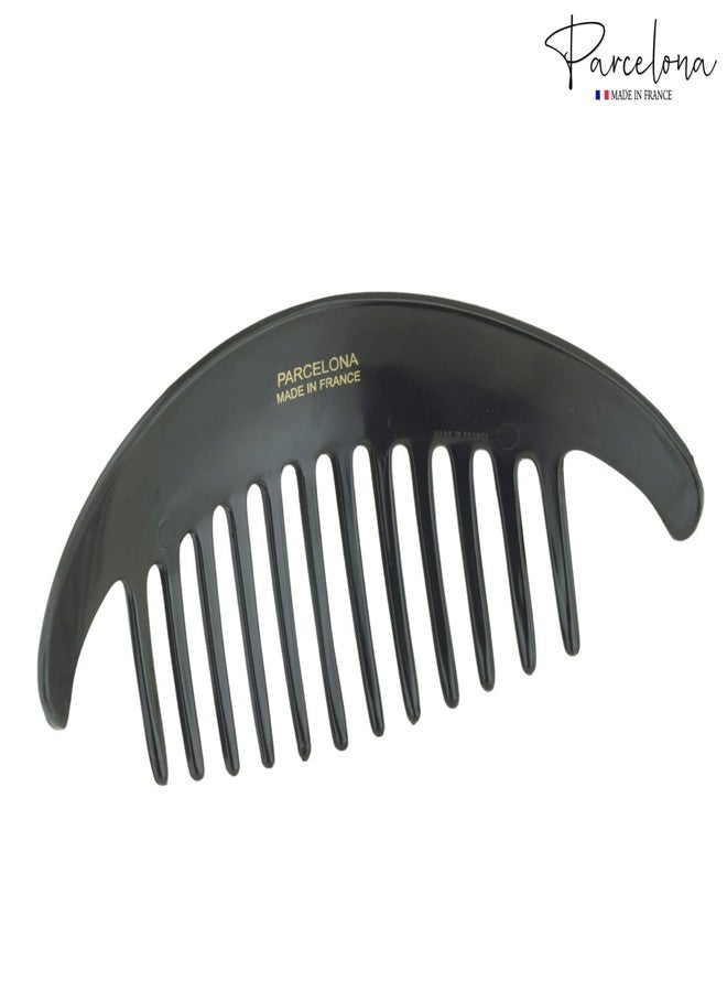 Parcelona French Alice Large 51/2" Celluloid Acetate Side Hair Comb Set of 2 Flexible Interlocking No Slip 12 Teeth Ponytail Durable Women Hair Accessories Side Hair Clip for Girls, Made in France(Glossy Black) - Image 5
