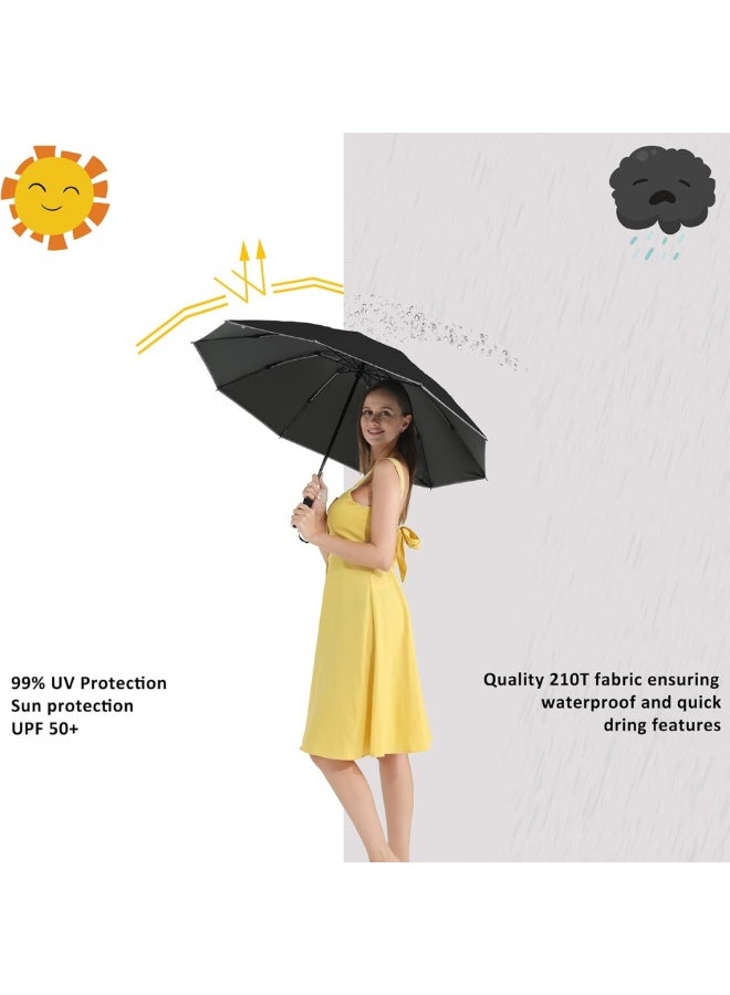 ماكدو مظلة سفر مقلوبة، مظلات أوتوماتيكية للشمس والمطر | محمولة - مقاومة للرياح - أشعة الشمس فوق البنفسجية | مظلة قابلة للطي بـ 24 ضلعًا مزدوجًا لحقيبة الظهر - Image 3