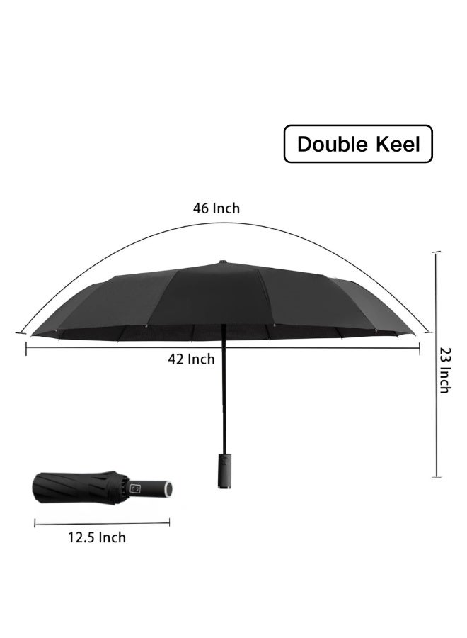 ماكدو مظلة سفر مقلوبة، مظلات أوتوماتيكية للشمس والمطر | محمولة - مقاومة للرياح - أشعة الشمس فوق البنفسجية | مظلة قابلة للطي بـ 24 ضلعًا مزدوجًا لحقيبة الظهر - Image 2