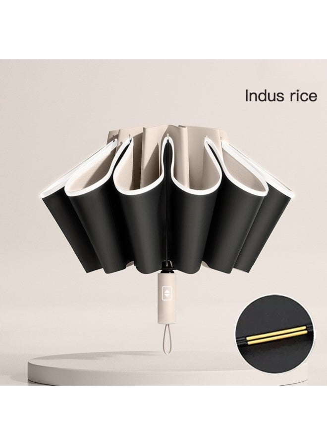 ماكدو مظلة سفر مقلوبة، مظلات أوتوماتيكية للشمس والمطر | محمولة - مقاومة للرياح - أشعة الشمس فوق البنفسجية | مظلة قابلة للطي بـ 24 ضلعًا مزدوجًا لحقيبة الظهر - Image 1