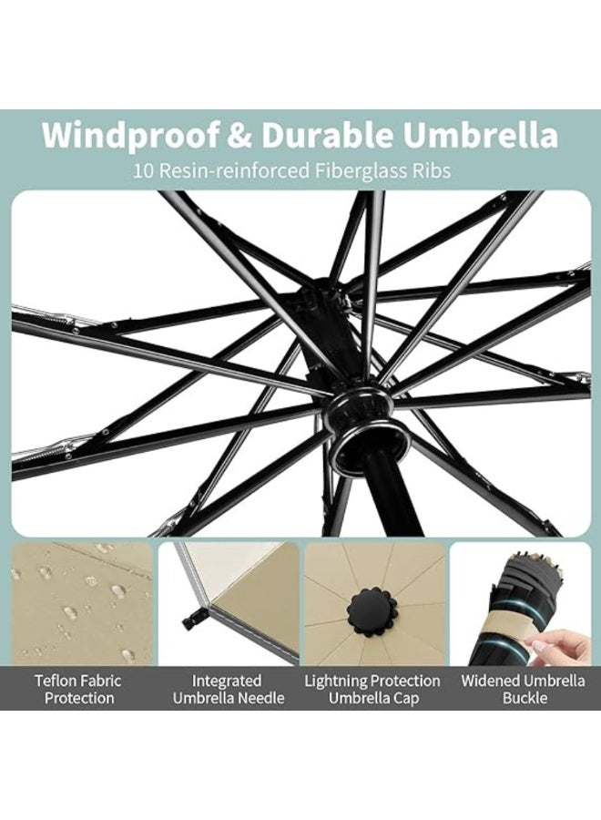 ماكدو مظلة سفر مقلوبة، مظلات أوتوماتيكية للشمس والمطر | محمولة - مقاومة للرياح - أشعة الشمس فوق البنفسجية | مظلة قابلة للطي بـ 24 ضلعًا مزدوجًا لحقيبة الظهر - Image 4