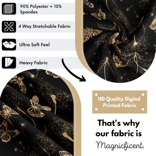 BRIDA Stretchable Floral Geometric Printed Dining Chair Covers Frill Skirt Elastic Chair Seat Case Protector, Slipcovers (4 Chair Cover, Black Butterfly) - Image 3