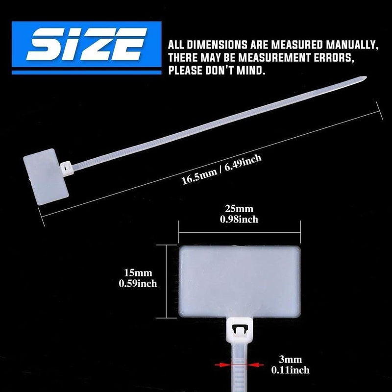 DIY Crafts CTDIYHI21234 6 Inch Nylon Cable Marker Ties Self Locking Cord Tags Write Ethernet Label Wire Straps - Image 2