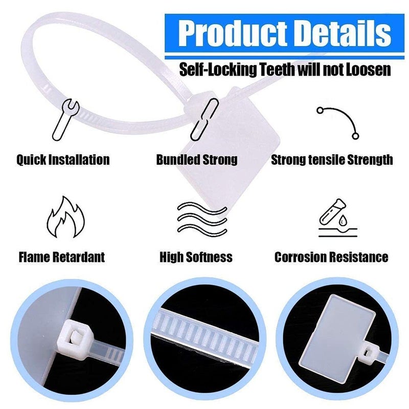 DIY Crafts CTDIYHI21234 6 Inch Nylon Cable Marker Ties Self Locking Cord Tags Write Ethernet Label Wire Straps - Image 5