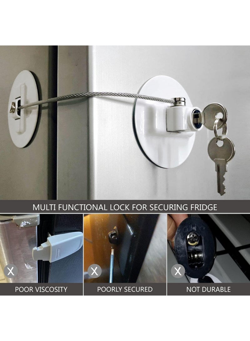 Refrigerator Lock with 2 Keys – Mini Refrigerator Door Lock for Children – Multi Functional Lock for Securing Fridge, Drawers - Image 3