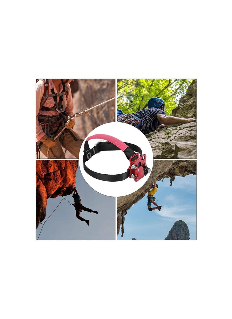 silvercnc - Climbing Hand Ascender, 120Kg Load Pulley Designed Reduces Wear Foot Ascender Tree Climbing with Reverse Buckle Adjustment Button for Wide Range of Uses(Right Foot Riser/Red) - Image 1