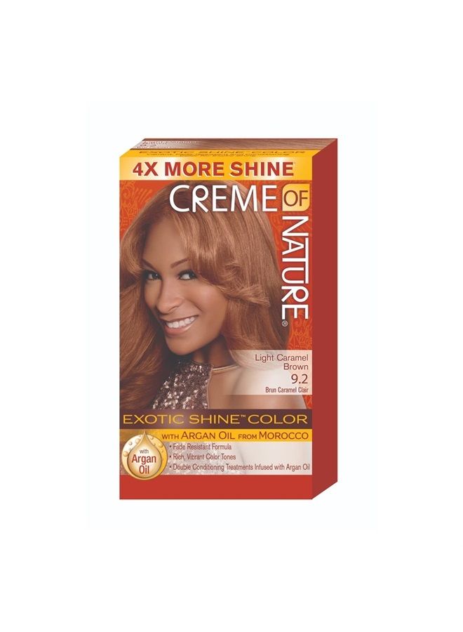 Creme of Nature صبغة شعر Exotic Shine من Creme of Nature، 9.2 بني كراميل فاتح، مع زيت الأرجان من المغرب، 1 استخدام - Image 1