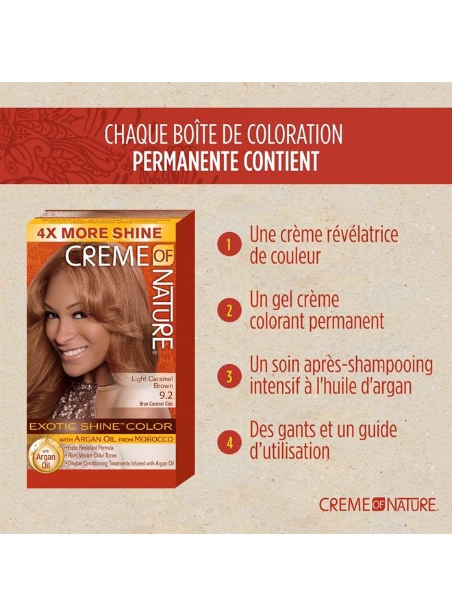 Creme of Nature صبغة شعر Exotic Shine من Creme of Nature، 9.2 بني كراميل فاتح، مع زيت الأرجان من المغرب، 1 استخدام - Image 4