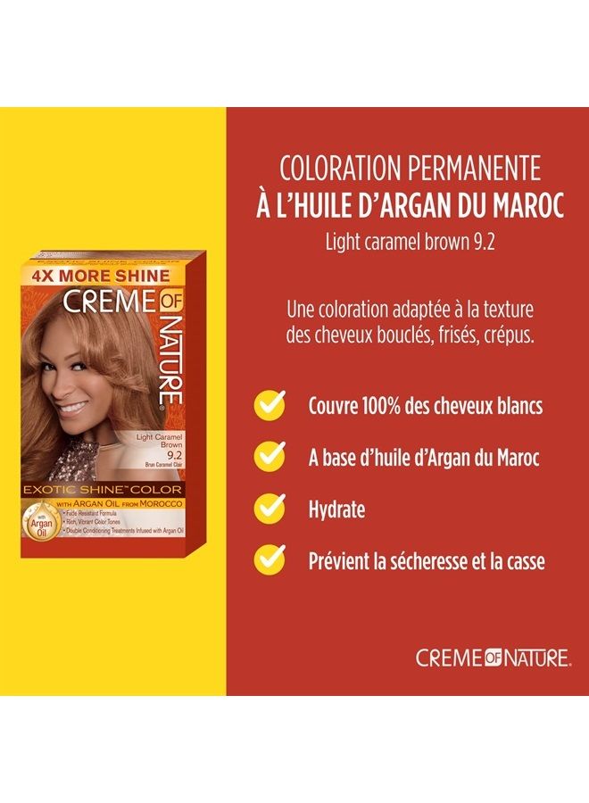 Creme of Nature صبغة شعر Exotic Shine من Creme of Nature، 9.2 بني كراميل فاتح، مع زيت الأرجان من المغرب، 1 استخدام - Image 2