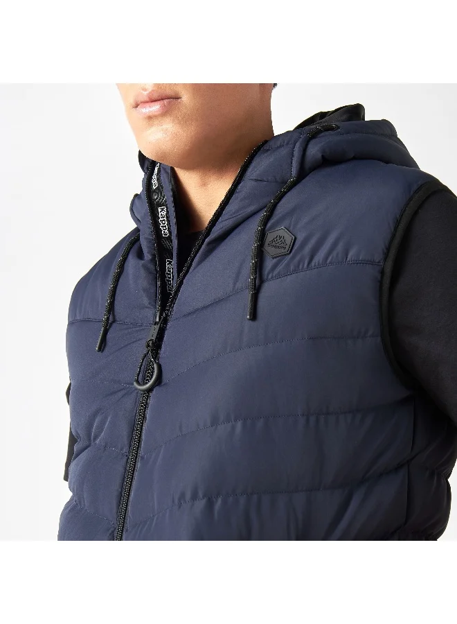 Kappa Kappa Quilted Zip Through Sleeveless Puffer Jacket with Hood