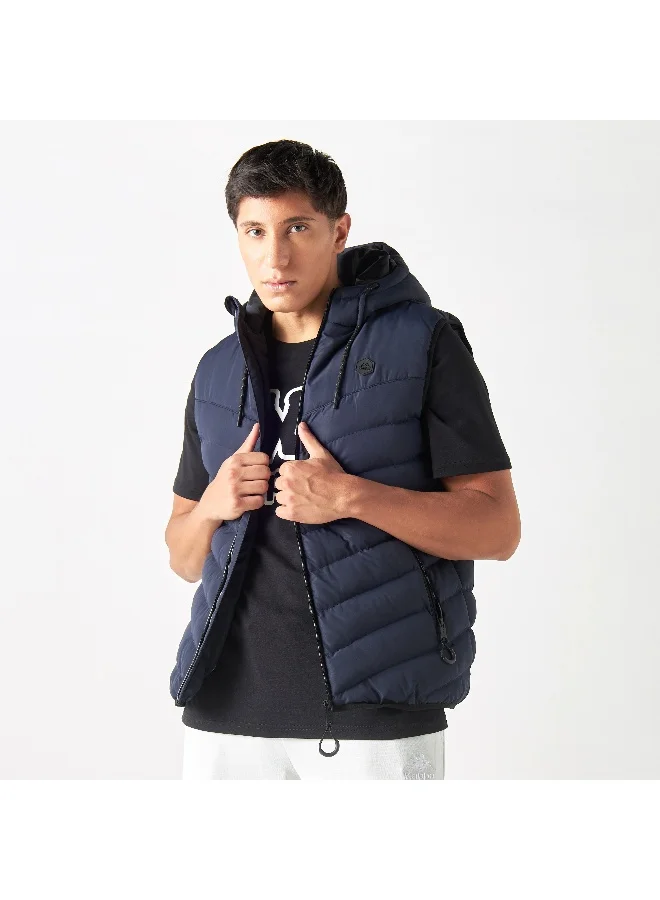 Kappa Kappa Quilted Zip Through Sleeveless Puffer Jacket with Hood