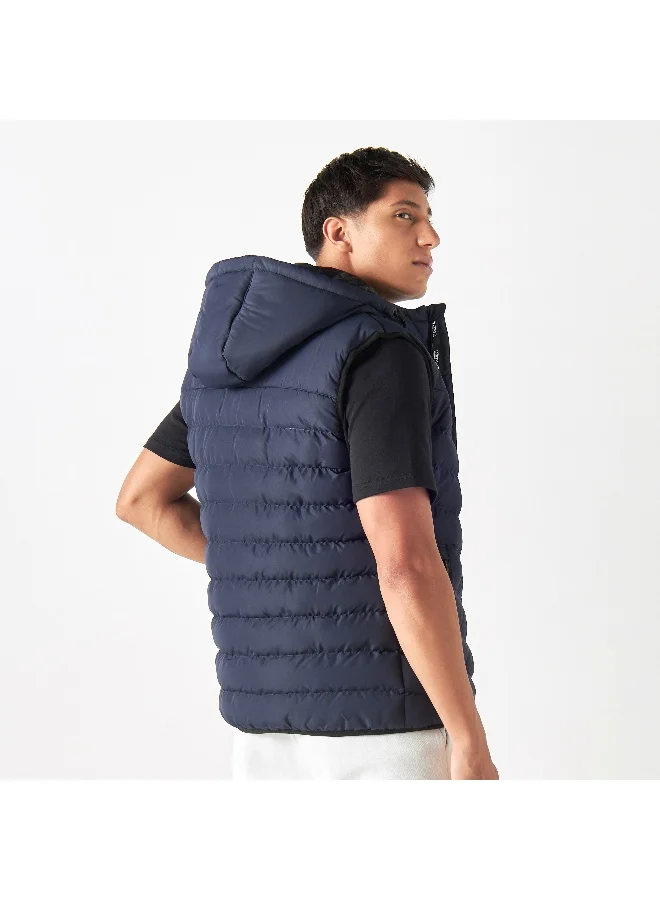 Kappa Kappa Quilted Zip Through Sleeveless Puffer Jacket with Hood