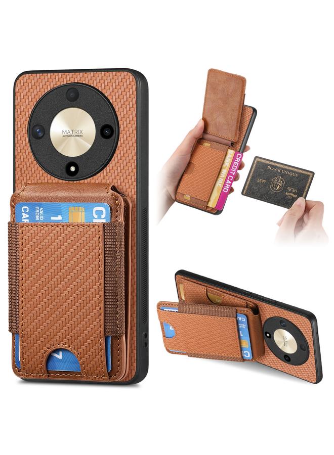 S-TOP Case For Honor X9b Carbon Fiber Vertical Flip Wallet Stand Phone Case - Image 1