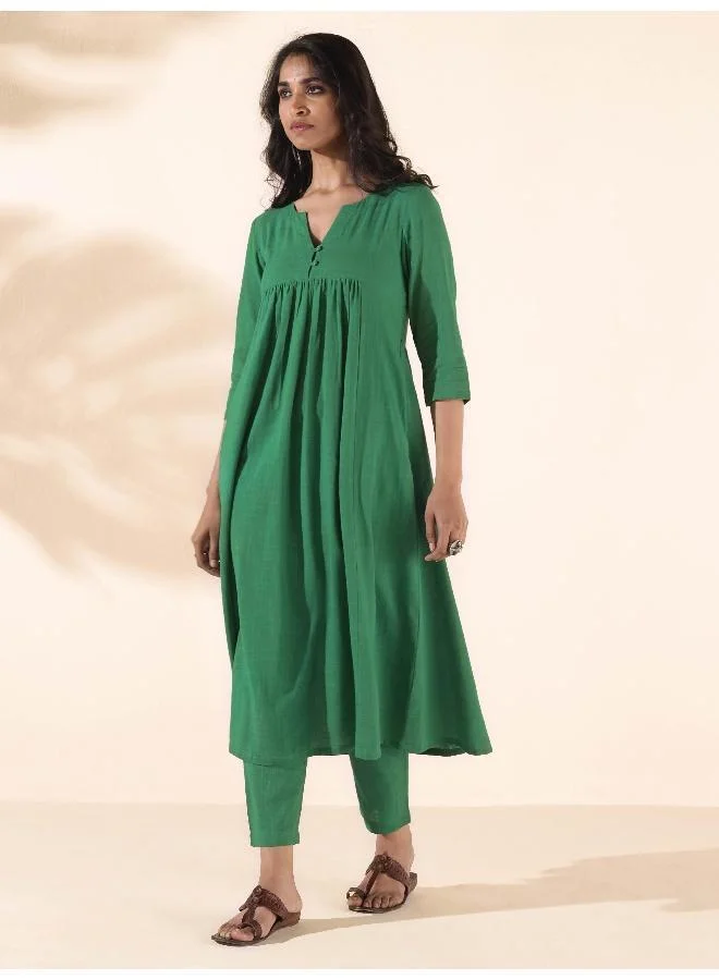 ترو برونز طقم كورتا وبنطلون قطني طويل أخضر من