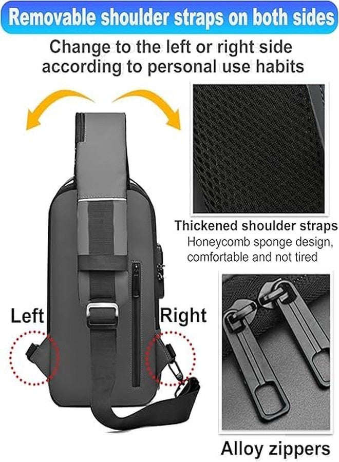 Niwlix Travel Accessories Crossbody Sling Bag For Men & Women, Casual Chest Backpack Shoulder Messenger Passport Bags Black - Image 4