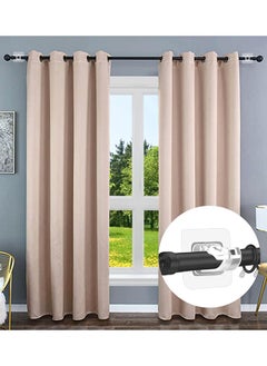Generic 8PCS No Drill Curtain Rod Brackets No Drilling Self Adhesive Curtain Rod Holder Hooks  - Image 2