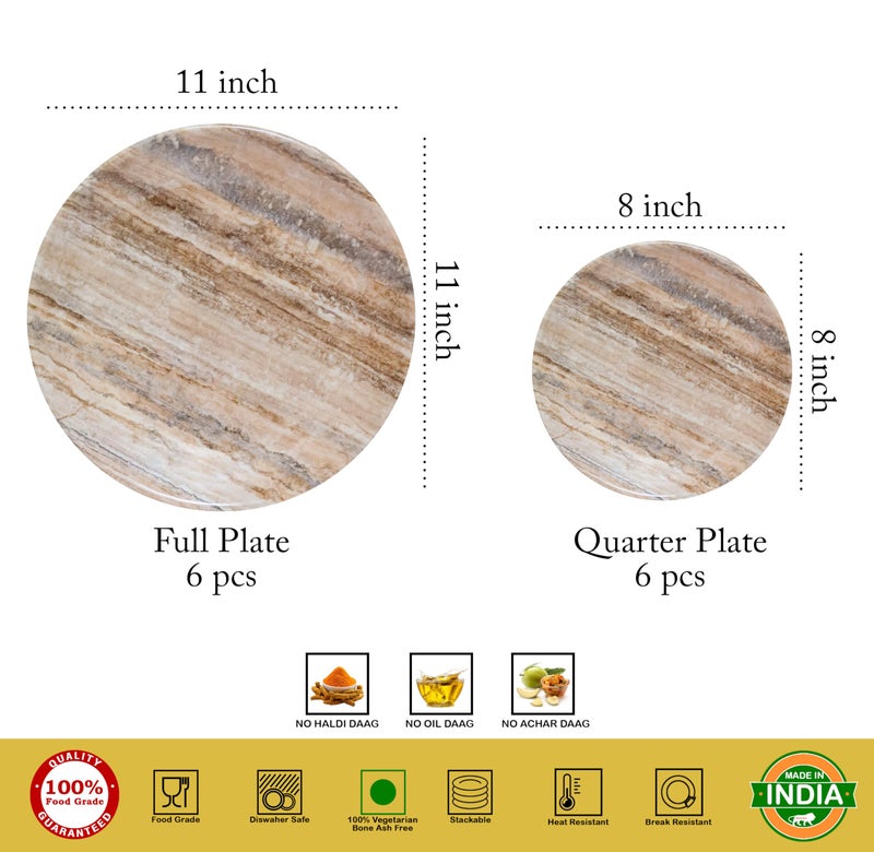 Serve n Style طقم عشاء مكون من 18 قطعة من الميلامين Serve N Style | أنيق، خفيف الوزن، غير قابل للكسر، آمن في الفريزر، آمن في غسالة الصحون، طقم أواني للاستخدام اليومي لتناول الطعام والهدايا | شكل دائري (18PC OM-1014) - Image 2