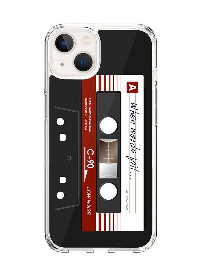 Stylizedd Classic Clear for Apple iPhone 14 Case Hybrid Soft Cover Flexible Edges Anti Drop TPU PC Gel Thin Transparent Cover [ Designed for Apple iPhone 14 ] - When Words Fail (Black Tape)