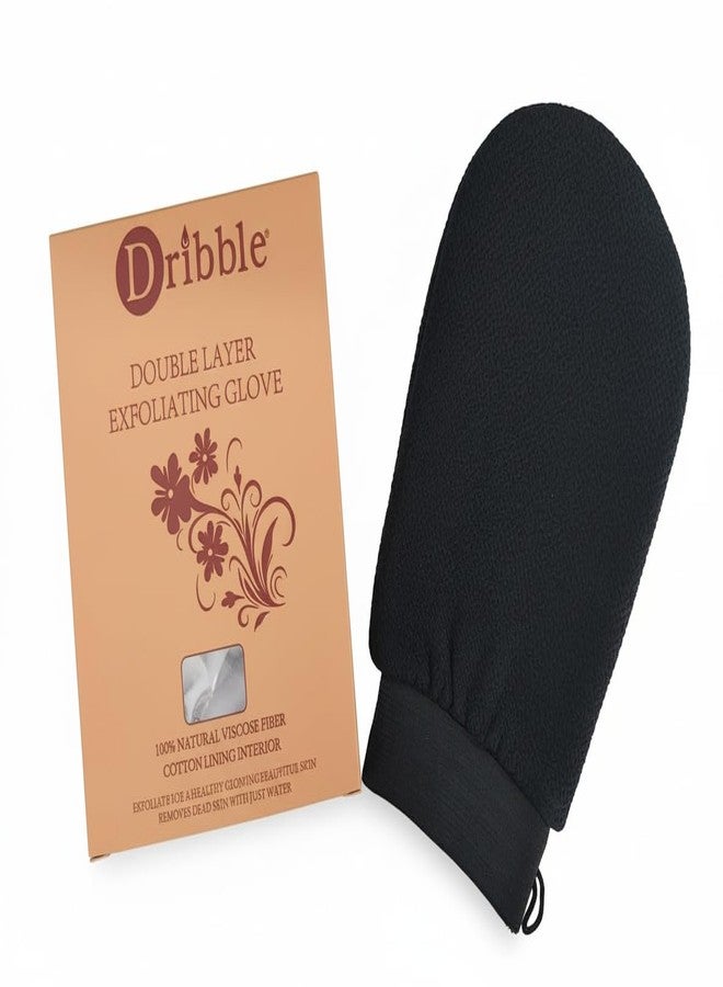 Dribble قفاز ومقشر الجسم الفاخر ذو الطبقتين من دريبل للاستحمام | تقشير عميق لإزالة الجلد الميت والتقرن الشعري | ألياف فيسكوز طبيعية 100% لبشرة ناعمة | قفاز قابل لإعادة الاستخدام لتحضير البشرة قبل التسمير الذاتي - Image 1