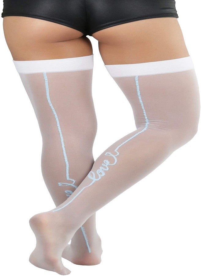 ToBeInStyle Womens Romantic Date Night True Love Backseam Stockings -White - OS - Image 3