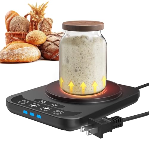 MQUPIN Sourdough Starter Warmer with Temperature Display,Sourdough Warming Mats 100℉ Electric Heating 12 Hours Timing Function Sourdough Heating Mat Bread for Baking Supplies Kitchen Bakers (Black) - Image 1
