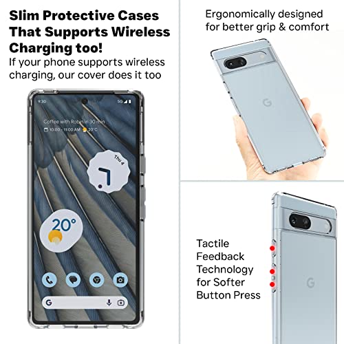 RIGGEAR Shockproof Clear Hybrid Armor Transparent Back Cover Case for Google Pixel 7A (Clear PC + TPU Bumper) - Image 5