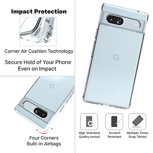 RIGGEAR Shockproof Clear Hybrid Armor Transparent Back Cover Case for Google Pixel 7A (Clear PC + TPU Bumper) - Image 3