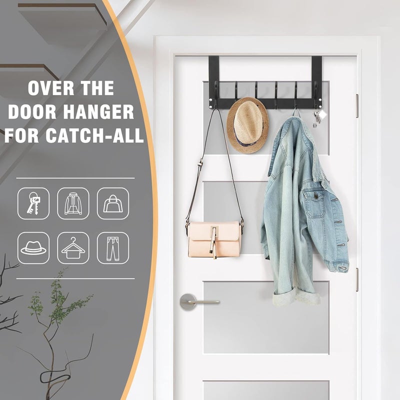 Sohansh Sohansh Foldable Over The Door Hooks Heavy Duty Over Door Hanger Behind The Door Hook Rack for Hanging Jackets Coats Hoodies Towels Scarfs Clothes Hats Handbags Backpacks Black  - Image 2