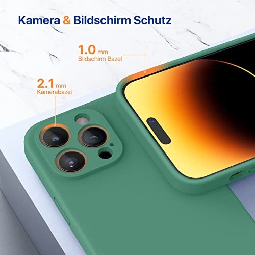 Miracase Designed for iPhone 14 Pro Case with Screen Protector, [Upgraded Camera Protection], Shockproof Liquid Silicone Rubber Phone Case Cover for 14 Pro 6.1 inch, Alpine Green - Image 3