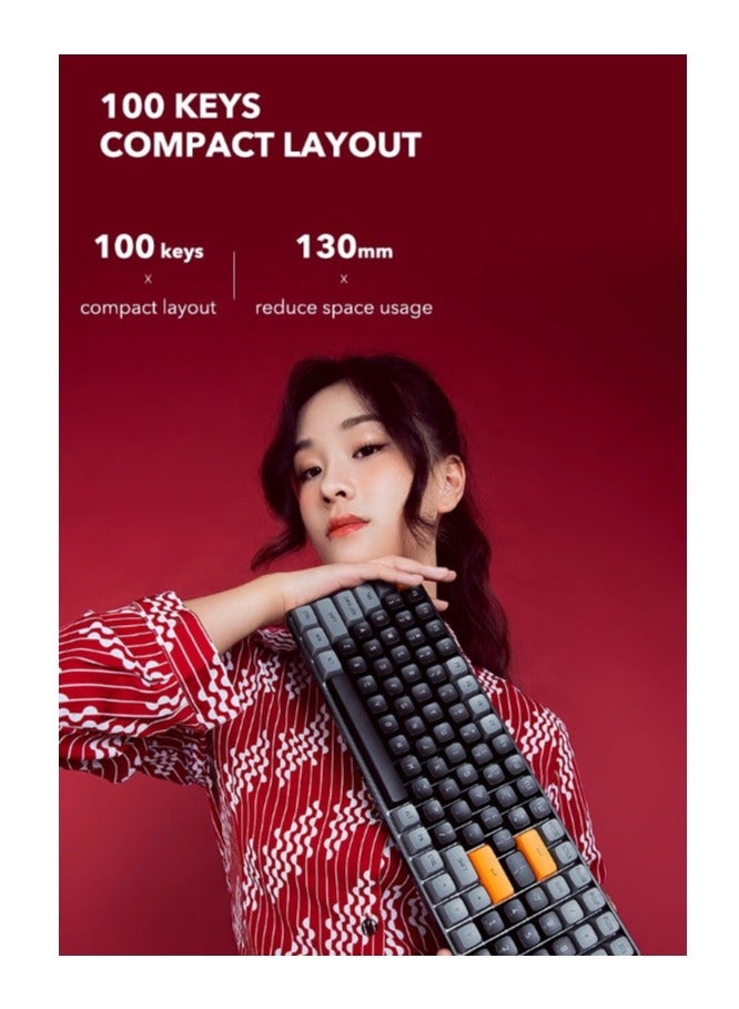 Darkflash GD100 Wireless Mechanical Gaming Keyboard, 100 Keys Layout, All Anti-Ghosting Keys, Supports Hot Swappable, PBT Dual Colour Keycaps, 1200mAH Battery, Gaming Keyboard - Image 3