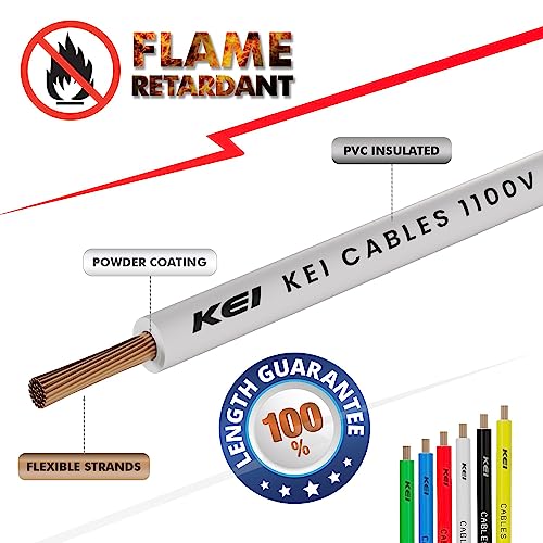 KEI WIRES & CABLES Homecab 1 sqmm 1 Core Copper Flame Retardant House Wire PVC Insulated Cable for Domestic & Industrial Electrical Wiring (White, 90m) - Image 3