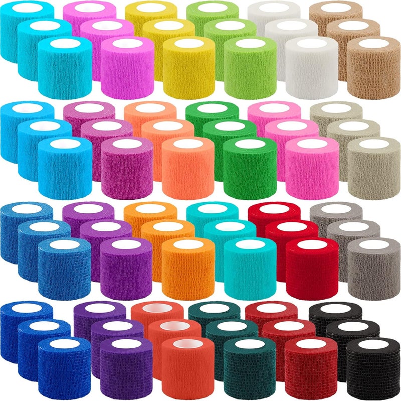 BQTQ 72 Rolls Self Adhesive Bandage Wrap 2 Inch Self Adherent Wrap Colorful Self Stick Bandages Wrap Stretch Bandage for Wrist Ankle Swelling Sprains
