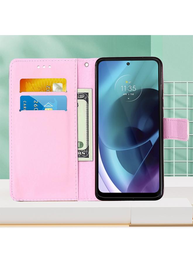 S-TOP Case For Motorola Moto G31 / G41 Colored Drawing Plain Weave Leather Phone Case - Image 4