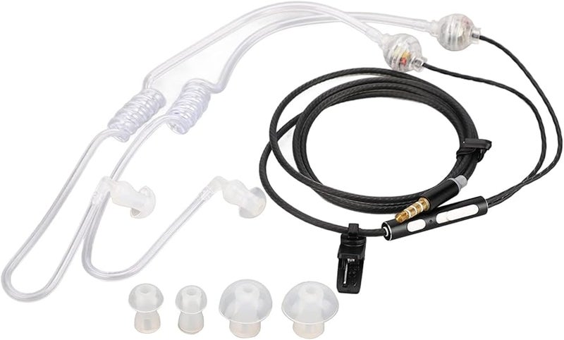 Black Air Tube Earbuds Ergonomic Noise Reduction Headset for Tablet - Image 1