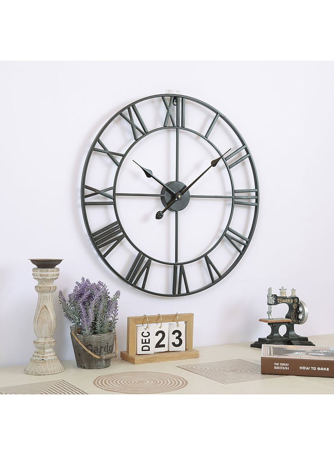 European Style Block Watch Simple Living Room Retro Gold Black Pointer Wrought Iron Mute Digital Wall Clock Decoration  - Image 1
