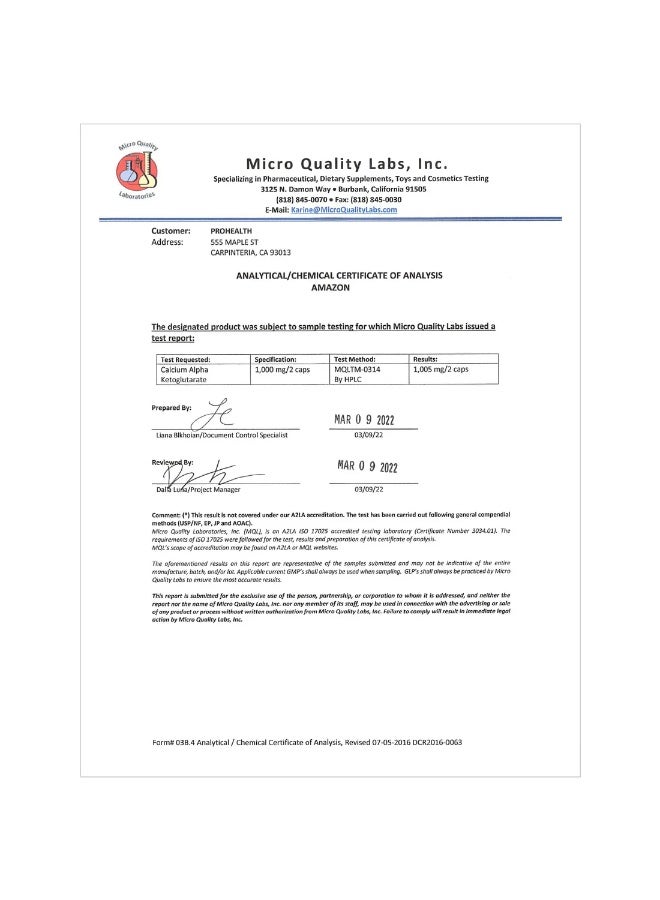 ProHealth Calcium AKG Longevity 500mg 60caps - ProHealth - Image 4
