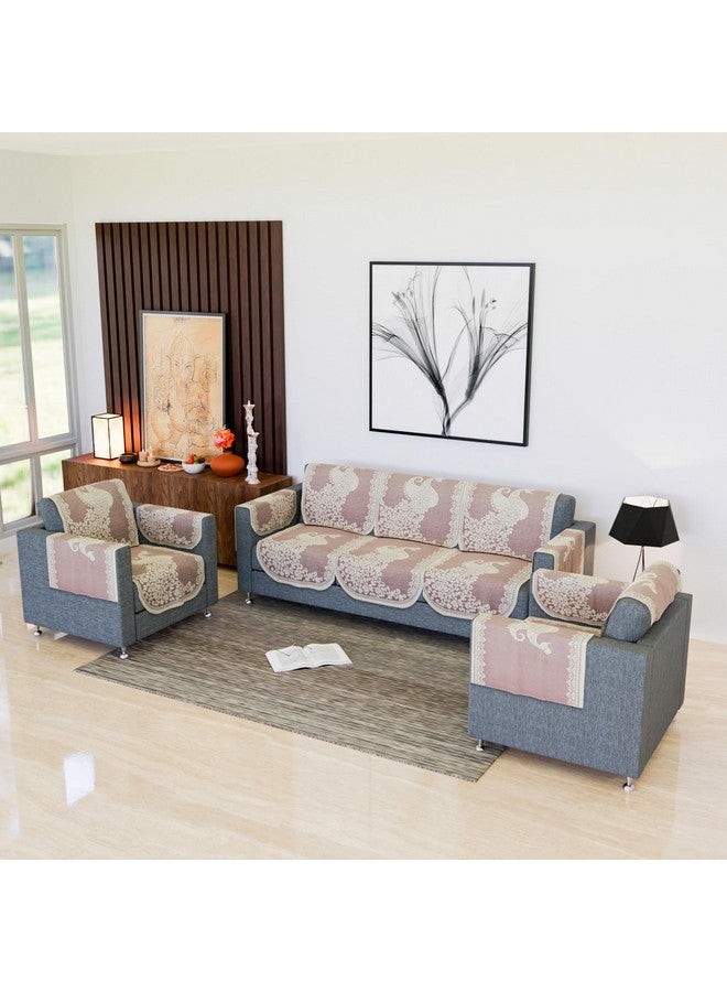 Kuber Industries Sofa Cover | 16 Piece | Net Sofa Slipcover Set | 5-Seater Sofa Cover with Arm Cover for Home | Sofa Cover for Living Room | Sofa Slip Cover for Hall | Peacock-Design | Maroon - Image 1