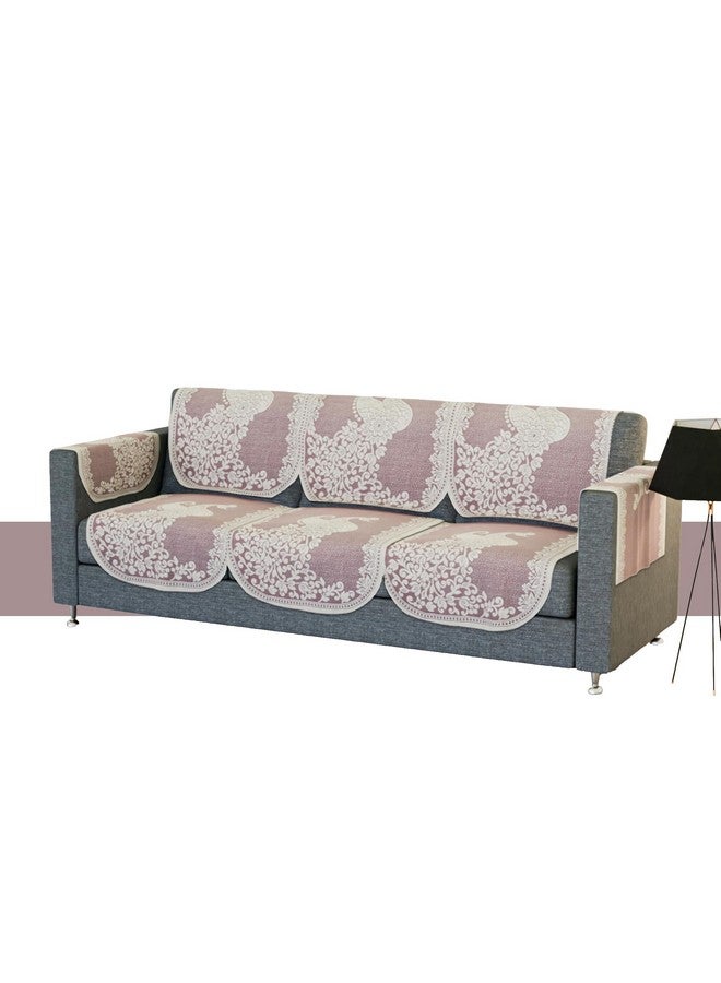 Kuber Industries Sofa Cover | 16 Piece | Net Sofa Slipcover Set | 5-Seater Sofa Cover with Arm Cover for Home | Sofa Cover for Living Room | Sofa Slip Cover for Hall | Peacock-Design | Maroon - Image 2