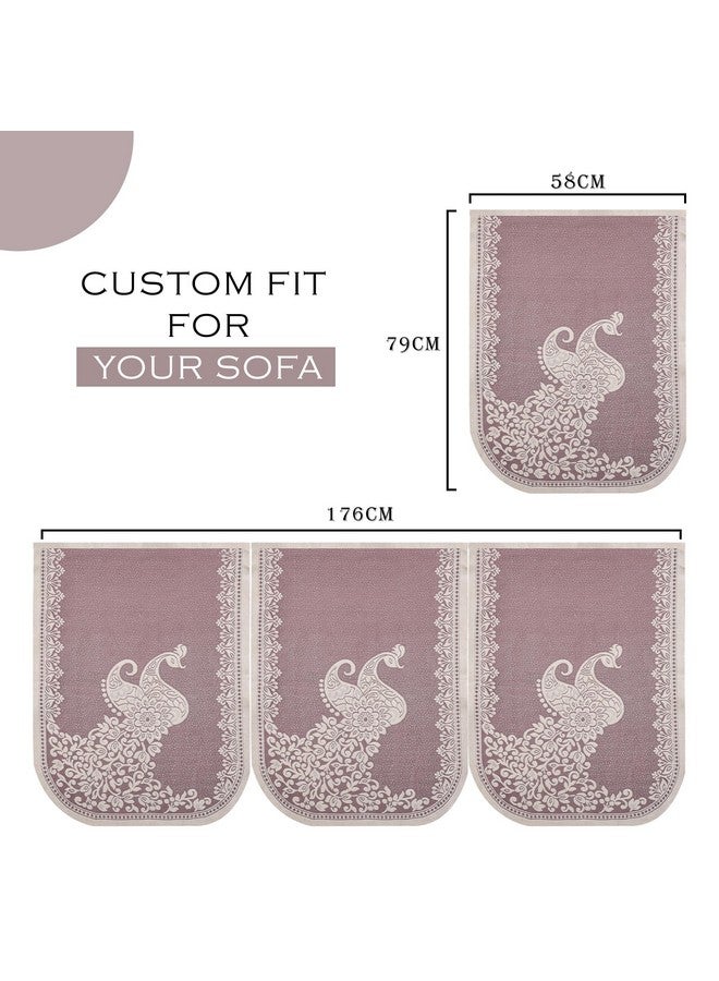 Kuber Industries Sofa Cover | 16 Piece | Net Sofa Slipcover Set | 5-Seater Sofa Cover with Arm Cover for Home | Sofa Cover for Living Room | Sofa Slip Cover for Hall | Peacock-Design | Maroon - Image 3