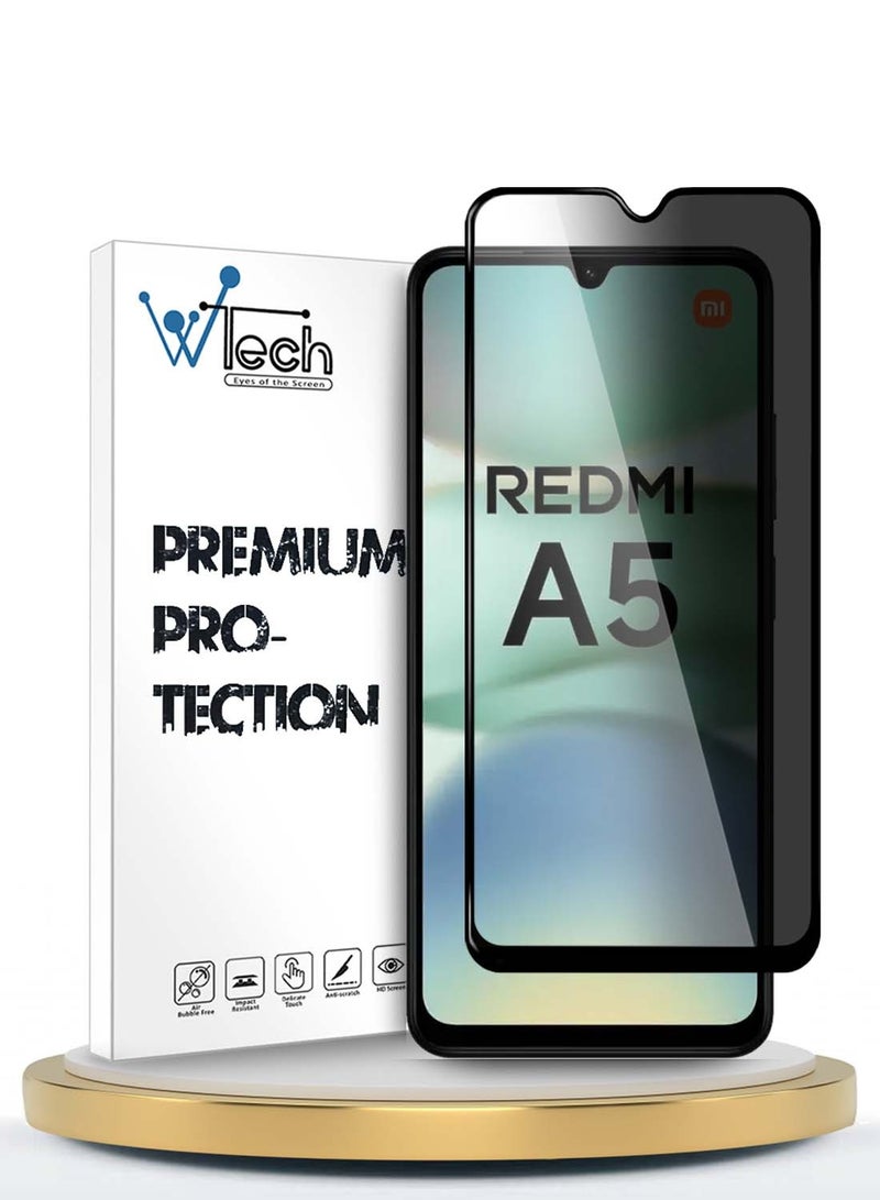 دبليو تيك شاومي ريدمي A5 4G 2025 Premium E2E Series خصوصية كامل الغراء غطاء كامل واقي شاشة زجاجي مقسى (MSGECP) - شفاف / أسود - Image 1