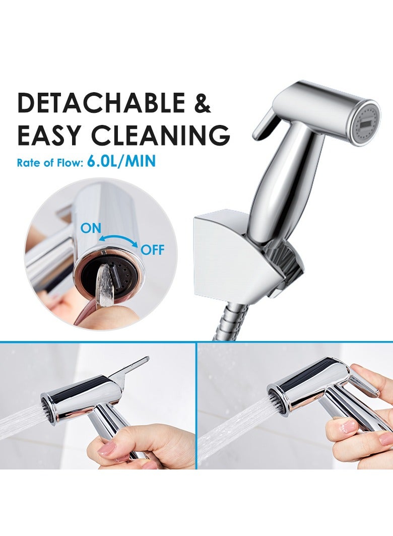 ABJ Shattaf Leak-Proof Bidet Sprayer Kit – Durable & Versatile for Bathroom, Travel & Outdoor Cleaning with 60" Stainless Steel Hose & Holder Handled Shower head - Image 5