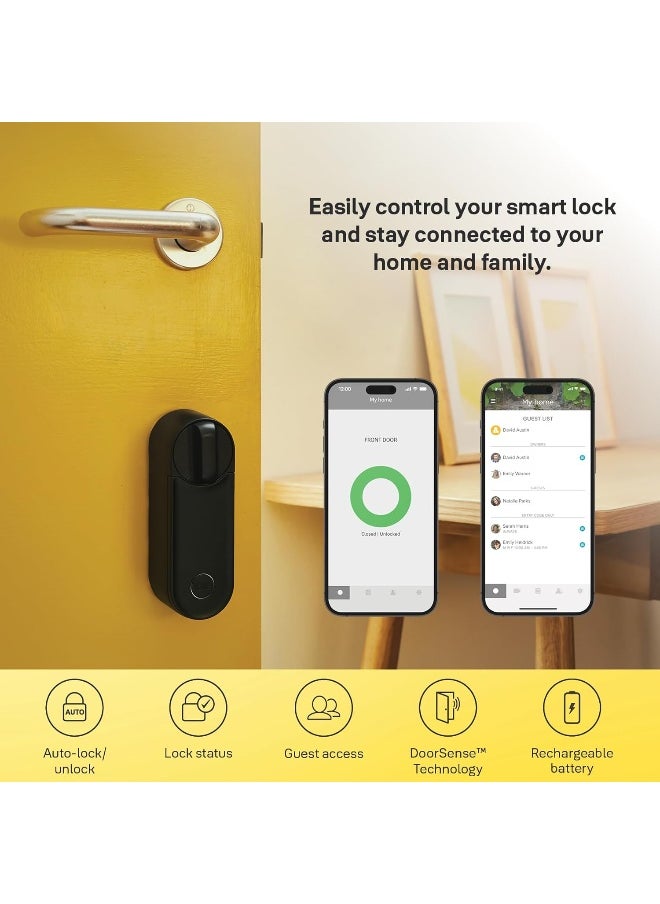 Yale Yale Smart Door Lock Linus L2, Black - Keyless Entry, Easy Installation, Built-in WiFi & Bluetooth, Remote Access, Virtual Keys, Retrofit Over Euro Profile Cylinder, Instant Alerts  - Image 2