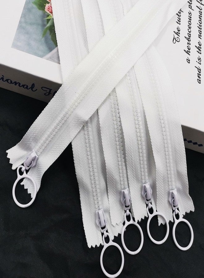 Wonesifee Zippers Resin 10pcs Non-Separating Zippers with Ring Pulls #3 Plastic #3 Lifting Pull Close-end for Clothes DIY Handbags Sewing Craft Bags Mixed (25cm) 10inch-White - Image 4