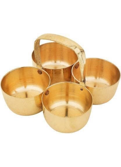 ROLIMOLI - ROLIMOLI Brass Chowmukh/Chopala/Chokra 4 Bowl Holder Patra Set 1 Roli/Moli Free - Image 1