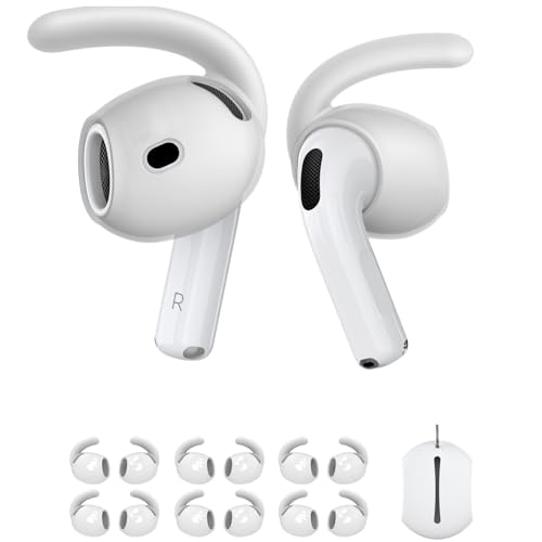 Mizi [6 Pair] Silicone Ear Hooks for AirPods 4th Generation 2024 [Added Storage Pouch][NOT Fit in Case] Anti-Slip Sport Ear Tips Grip Accessories - White - Image 1