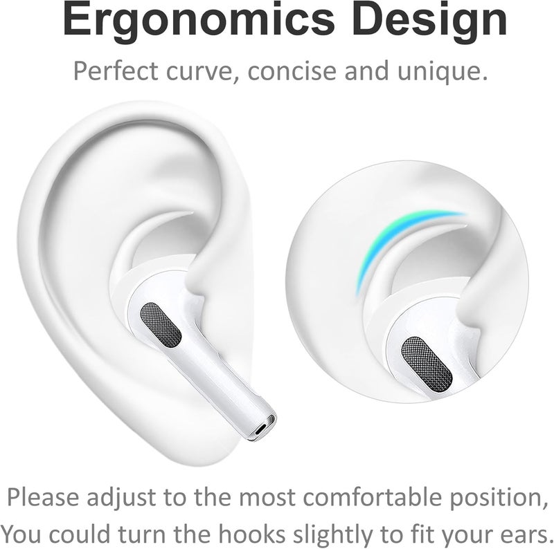 Mizi [6 Pair] Silicone Ear Hooks for AirPods 4th Generation 2024 [Added Storage Pouch][NOT Fit in Case] Anti-Slip Sport Ear Tips Grip Accessories - White - Image 3