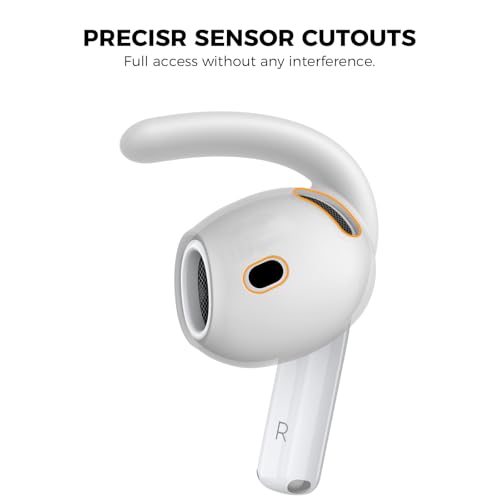Mizi [6 Pair] Silicone Ear Hooks for AirPods 4th Generation 2024 [Added Storage Pouch][NOT Fit in Case] Anti-Slip Sport Ear Tips Grip Accessories - White - Image 4