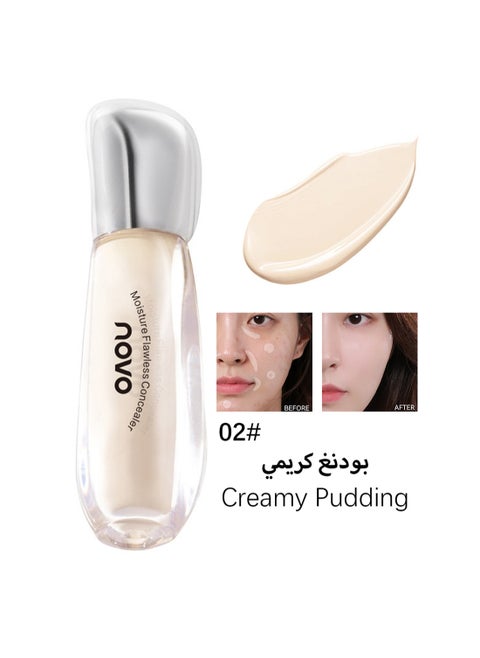 Moisture Flawless Concealer, Liquid Full Coverage Brightening Under Eye Concealer, Lightweight Long Lasting Hydrating Highlighter for Women, Create a Clean Looking