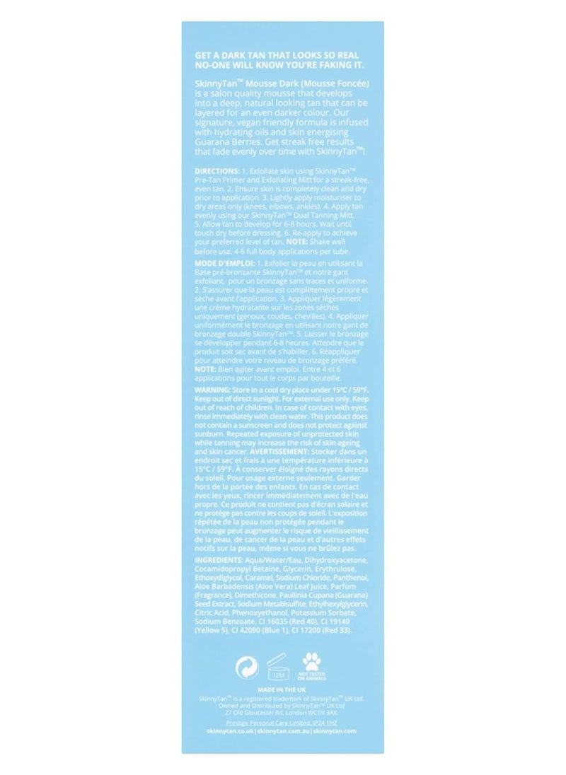Skinny Tan Skinny Tan Mousse - Long-Lasting and Non-Drying Formula - Delicious Coconut and Vanilla Scent - Easy To Apply, Luxurious Foam Texture - Streak Free and Natural Looking Results - Dark - 5 oz Bronzer  - Image 2